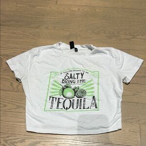 Windsor White Cropped Tee with Lime Green Tequila Graphic